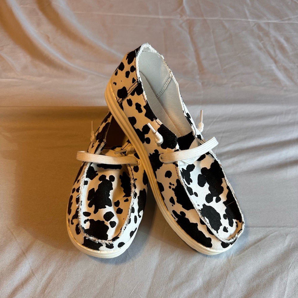 Cow Print Slip on Shoes